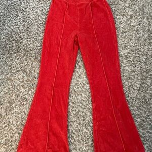 Rust-red XS Short Aerie Flared Velvety Ribbed Pants